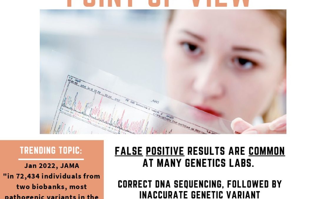 March 2022 – The Data Driven Point of View Newsletter.  False Positive Results are COMMON at Many Genetic Labs.