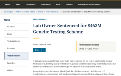Lab Owner Sentenced for $463 Million Genetic Testing Scheme